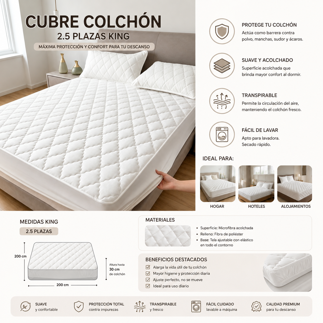 CUBRE COLCHON IMPERMEABLE